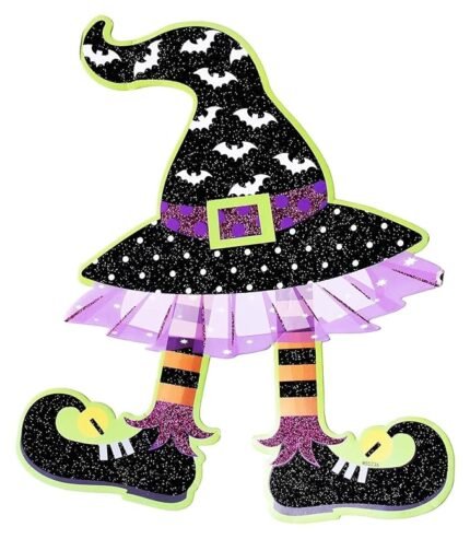 Happy Halloween Glitter Witch Hanging,Halloween Witch Ornament, Halloween Hanging Witch Hat Decorations,Halloween Decoration Trick or Treat Theme, Jack o Lantern Decoration