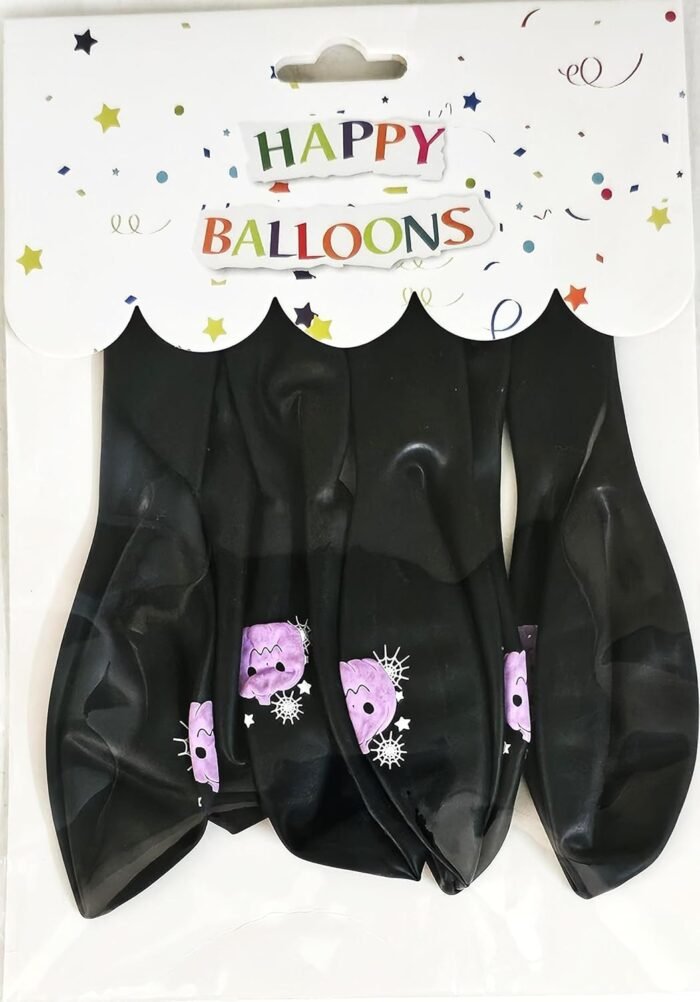 MPS My Party Suppliers Halloween theme Balloons, Set of 6 happy halloween latex balloons with pumpkin print, latex balloons Halloween party pumpkin decoration ideas, balloon latex black - Image 3