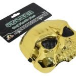Chrome Golden Skull Mask, Skeleton Skull Design Dress Up Mask,Halloween Face Mask, Halloween Costumes Cosplay Props Accessories, Skeleton Mask for Men/Women, Halloween Costume Mask
