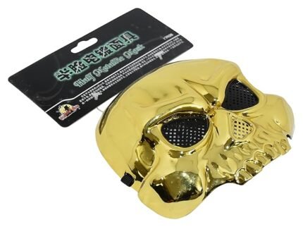 Chrome Golden Skull Mask, Skeleton Skull Design Dress Up Mask,Halloween Face Mask, Halloween Costumes Cosplay Props Accessories, Skeleton Mask for Men/Women, Halloween Costume Mask