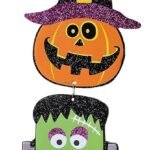 Happy Halloween 4Step Halloween Hanging,with,Bat,Spider Pumpkin Decoration,Halloween Pumpkin Ornament, Halloween Scary Pumpkin Decorations Haunted House Prop,Door Decoration
