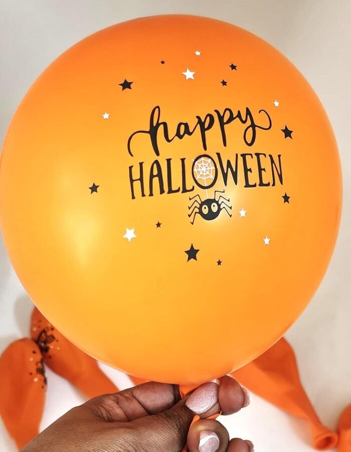 MPS My Party Suppliers Halloween theme Balloons, Set of 6 happy halloween latex balloons, rubber balloons, latex balloons Halloween party decoration, halloween decoration ideas, balloon latex Orange - Image 4