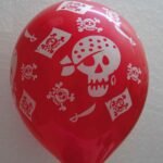 Halloween Latex Balloon Red Color with Skull Printed