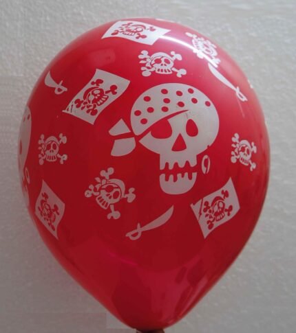 Halloween Latex Balloon Red Color with Skull Printed