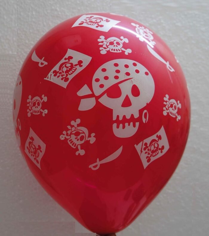 Halloween Latex Balloon Red Color with Skull Printed - Image 1