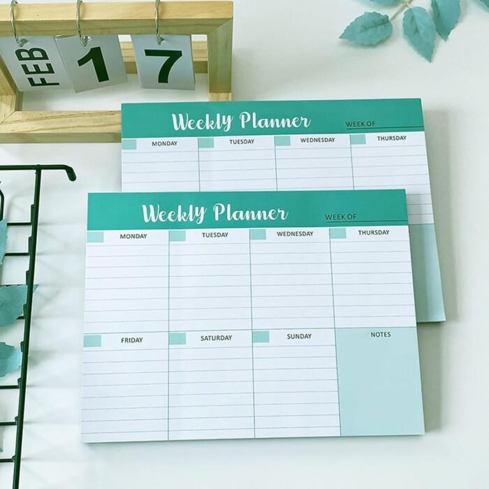 MPS MY PARTY SUPPLIERS® 1pc Green Weekly Planner, To Do List Notebook Tear-Off Sheets Notepad Day or Work Organizer, Scheduler for Goals, Tasks, Ideas Ideal for Home Office Fancy Stationery Items - Image 8