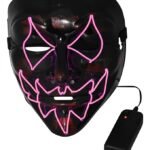 1 Pcs LED Light up Mask for Halloween Festival Cosplay Halloween Costume Party Decorations, Glow in Dark Mask, Light Mask, Horror Mask, DJ Party Prop