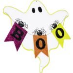 Happy Halloween Ghost Halloween Garden Flag,Halloween Goost Boo Ornament, Halloween Hanging Decorations,Halloween Decoration White Ghost Halloween Sign Holding Banner with Boo Saying