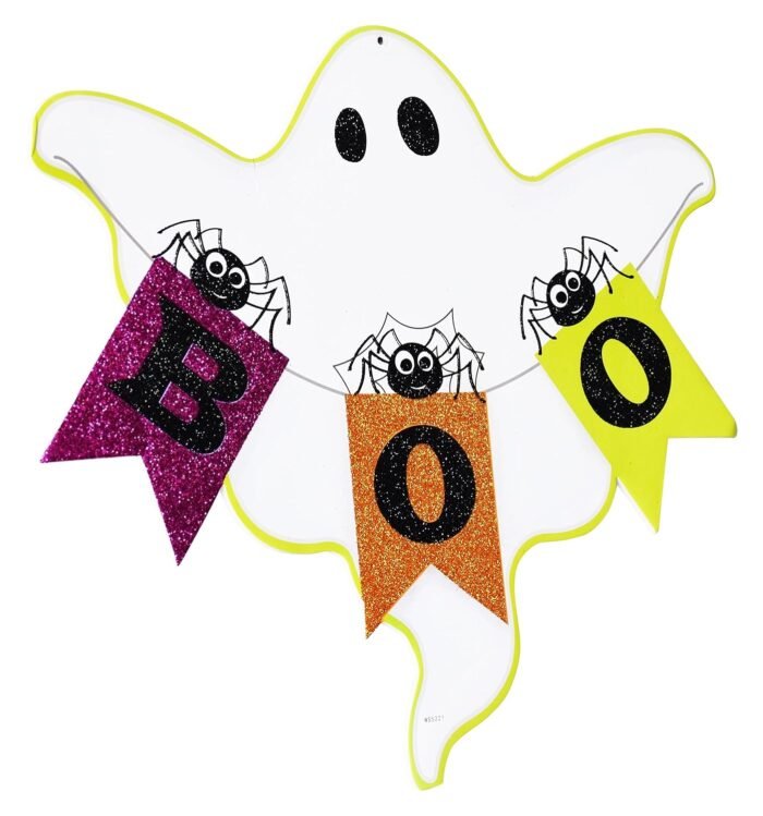 Happy Halloween Ghost Halloween Garden Flag,Halloween Goost Boo Ornament, Halloween Hanging Decorations,Halloween Decoration White Ghost Halloween Sign Holding Banner with Boo Saying - Image 1