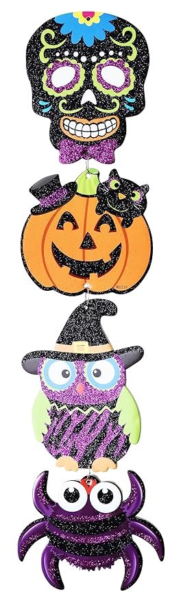 Happy Halloween 4Step Halloween Hanging,Skull,Bat,Spider Pumpkin Decoration,Halloween Pumpkin Ornament, Halloween Scary Pumpkin Decorations Party Club Haunted House Prop,Door Decoration