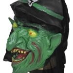 Face Mask for Halloween, Witch Mask, Halloween Scary Mask Creepy Witch Masks with Hair Hat Cosplay Costume Props(1 pcs Random Colors)
