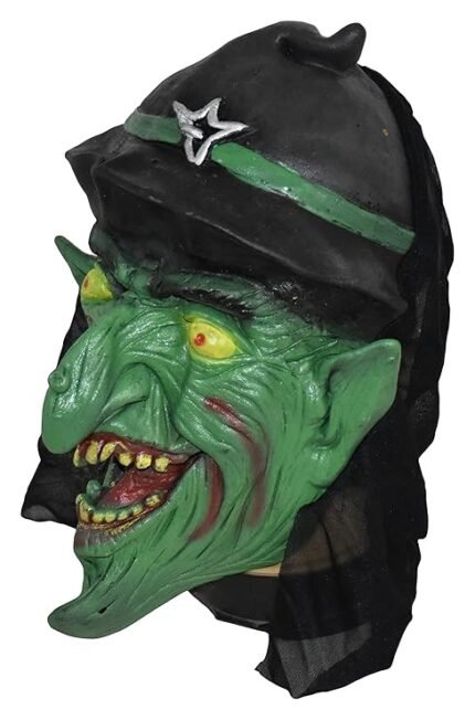 Face Mask for Halloween, Witch Mask, Halloween Scary Mask Creepy Witch Masks with Hair Hat Cosplay Costume Props(1 pcs Random Colors)
