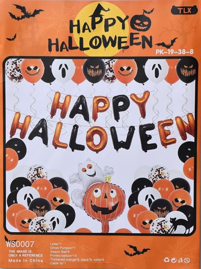 Halloween Balloons Garland Arch Kit, Halloween Party Decorations Set with Halloween Banner Foil Balloon Garland,Pumpkin Balloon, Printed Ghost Balloon,Decoration for Halloween Party Supplies - Image 2