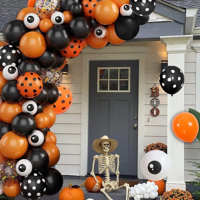 Halloween Balloons with Eyeball Balloons, Orange and Black Balloons, Halloween Decoration Balloons Kit for Decorations Indoor Outdoor Home - Image 3