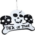 Halloween Hanging Sign Decorations Non Woven Happy Halloween Trick or Treat Door and Wall Decoration for Halloween Party, Ghost Halloween Decoration
