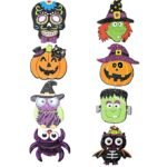 Set of 2 Happy Halloween 4Step Halloween Hanging,Skull,Bat,Spider Pumpkin Decoration,Halloween Pumpkin Ornament, Halloween Scary Decorations,Haunted House Prop,Door Decoration