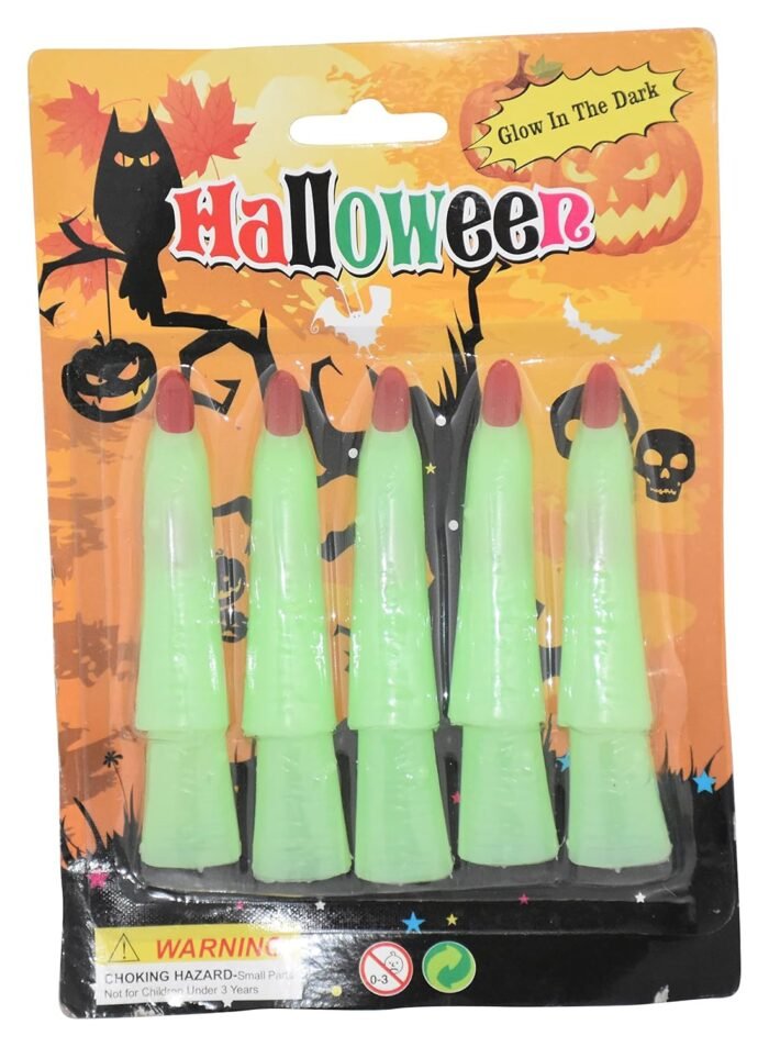 Haunted House Glow-in-The-Dark Witch's Fingers, Witch Costume Nails, Glow in Dak Witch Finger, Halloween Fingers for Halloween Costume, Halloween Dressup, Halloween Party Supply - Image 1