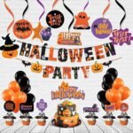 Halloween Theme Party Decoration Hanging from Ceiling Decoration Items,Halloween Themes Party Favors for Party Decoration(Swirls)- 8 Pcs Swirl Cutouts & 8 Pcs Swirl Ribbons - Image 2