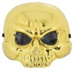 Chrome Golden Skull Mask, Skeleton Skull Design Dress Up Mask,Halloween Face Mask, Halloween Costumes Cosplay Props Accessories, Skeleton Mask for Men/Women, Halloween Costume Mask - Image 3
