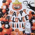 Halloween Balllons, Halloween Balloon Arc Garland,Halloween Theme Party,Halloween Decorations Cartoon Aluminum Film Balloons Ghost Festival Bar Ktv Party Pumpkin Skeleton Decoration