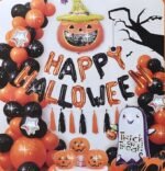 Halloween Balllons, Halloween Balloon Arc Garland,Halloween Theme Party,Halloween Decorations Cartoon Aluminum Film Balloons Ghost Festival Bar Ktv Party Pumpkin Skeleton Decoration