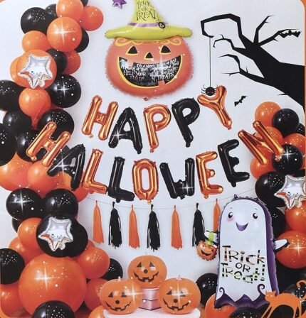 Halloween Balllons, Halloween Balloon Arc Garland,Halloween Theme Party,Halloween Decorations Cartoon Aluminum Film Balloons Ghost Festival Bar Ktv Party Pumpkin Skeleton Decoration