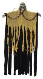 Scary Halloween Decorations Screaming Induction Glowing Pendant Big Ghost Skeleton Wizard for Halloween Haunted Home Decor Party