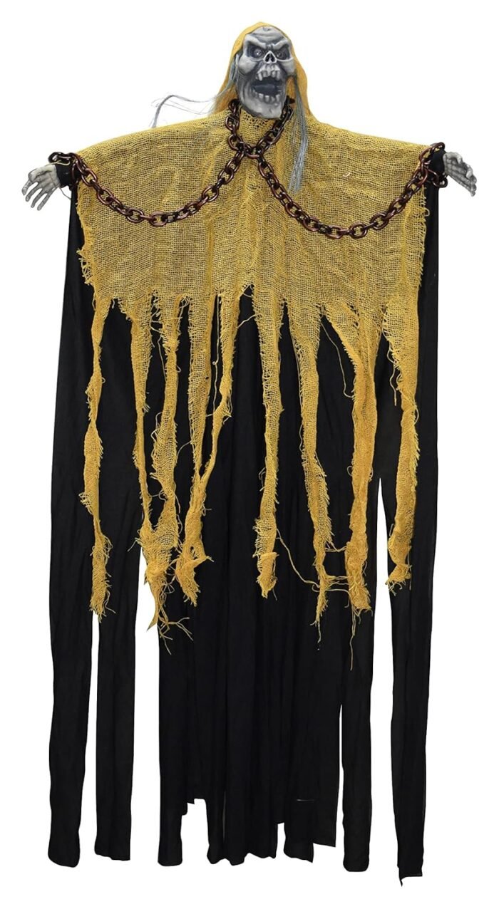 Scary Halloween Decorations Screaming Induction Glowing Pendant Big Ghost Skeleton Wizard for Halloween Haunted Home Decor Party - Image 1