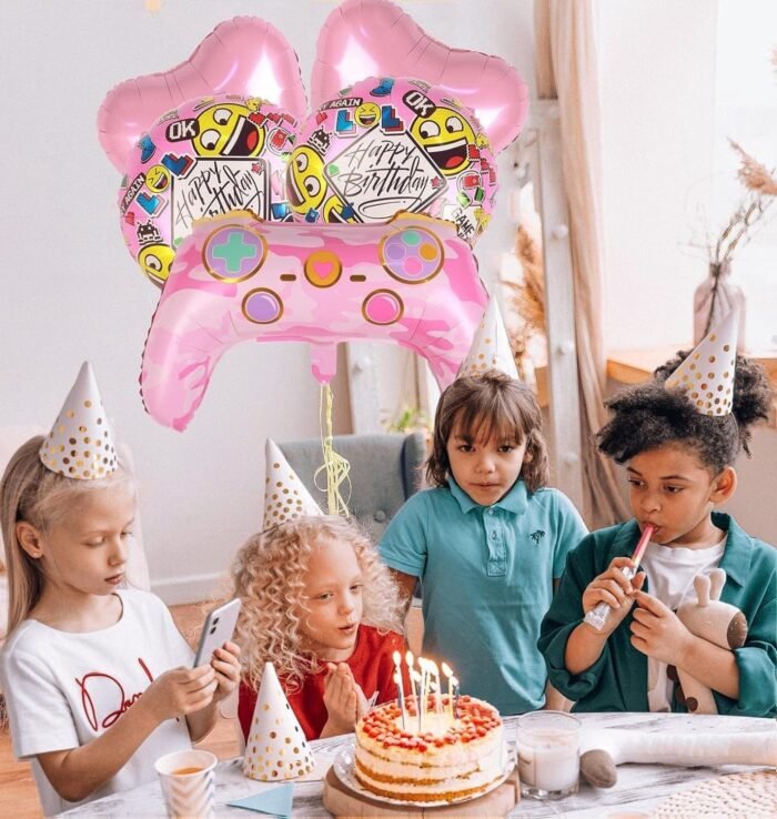 Gamer Birthday GAME ON! Foil Balloons Video Game Theme Birthday Party - Gaming Console Shape Foil Balloon (Gaming Pink Balloons) Party Decoration Balloon - Image 4