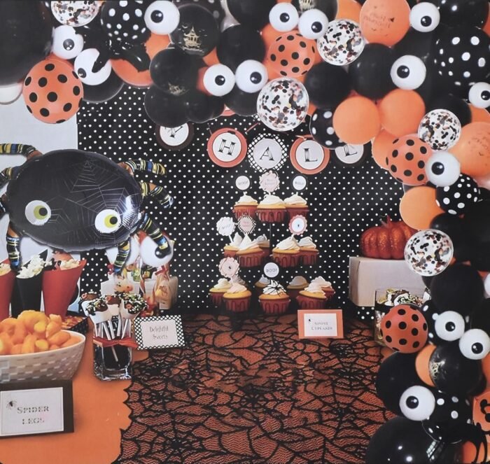 Halloween Balloons Decoration Kits Orange Black White Latex Balloon Horror Eyes Balloons for Halloween Theme Background Decorations, Halloween Balloons - Image 1