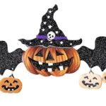 Glitter Flying Pumpkin Halloween Decoration,Halloween Pumpkin Ornament, Halloween Hanging Decorations,Halloween Decoration Trick or Treat Theme, Jack o Lantern Decoration for Halloween