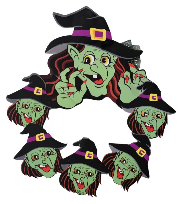 Happy Halloween Glitter Witch Door Hanging Wreath,Halloween Witch Ornament, Halloween Hanging Witch Decorations,Halloween Decoration, Trick or Treat Decoration - Image 2