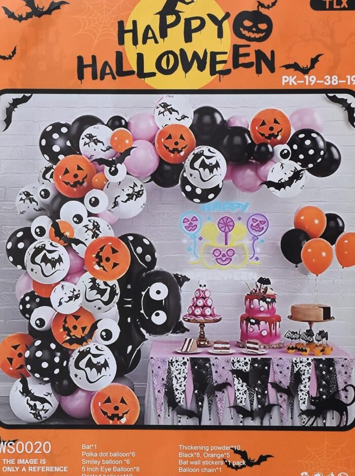 Halloween Balloons Garland Arch Kit, Halloween Party Decorations Set with Halloween Banner Orange,Black and Gold Balloons,Bats Decoration for Halloween Party Supplies - Image 2