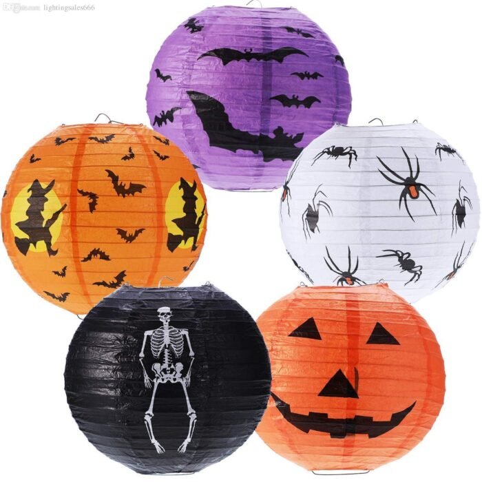 Halloween LED Paper Lantern/LED Halloween Party Decoration Lantern - Set of 3 (Random Prints) - Image 1