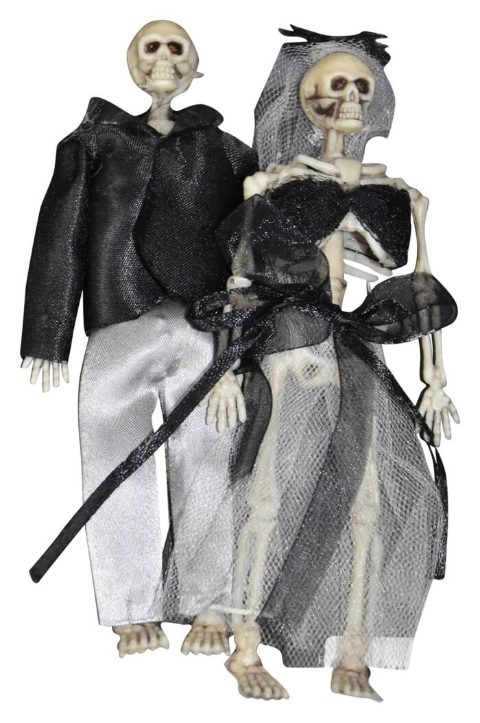 2 x Skeleton Bride Groom Decor - Day of The Dead Couple Skeleton, Halloween Party Decorations, Skeletons for Halloween Decoration, Graveyard Decorations, Haunted House Accessories - Image 3