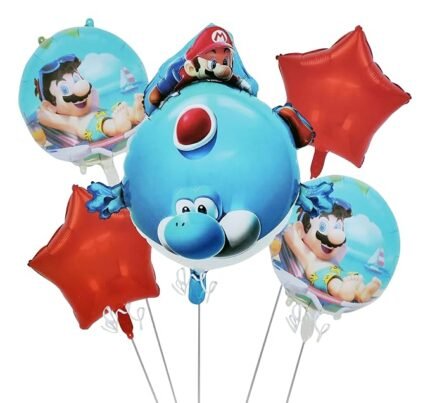 MPS MY PARTY SUPPLIERS® Super Mario Birthday Party Supplies Mario Bros. Aluminum Foil Balloons, Children Birthday Party Supplies, Video Game Mario Party Decorations