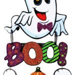 Happy Halloween Glitter Ghost Boo Decoration,Halloween Pumpkin Ornament, Halloween Hanging Decorations,Halloween Decoration Trick or Treat Theme, Jack o Lantern Decoration