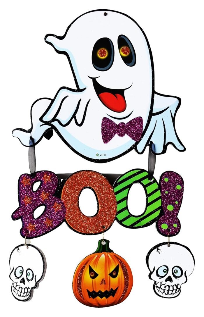 Happy Halloween Glitter Ghost Boo Decoration,Halloween Pumpkin Ornament, Halloween Hanging Decorations,Halloween Decoration Trick or Treat Theme, Jack o Lantern Decoration - Image 1