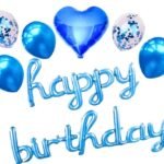 MPS MY PARTY SUPPLIERS® Set of 8 Blue Cursive Happy Birthday Letter Foil Balloons Colorful Birthday Letters Foil Banner Balloons Mylar Balloons for Birthday Decoration Birthday Décor Supplies