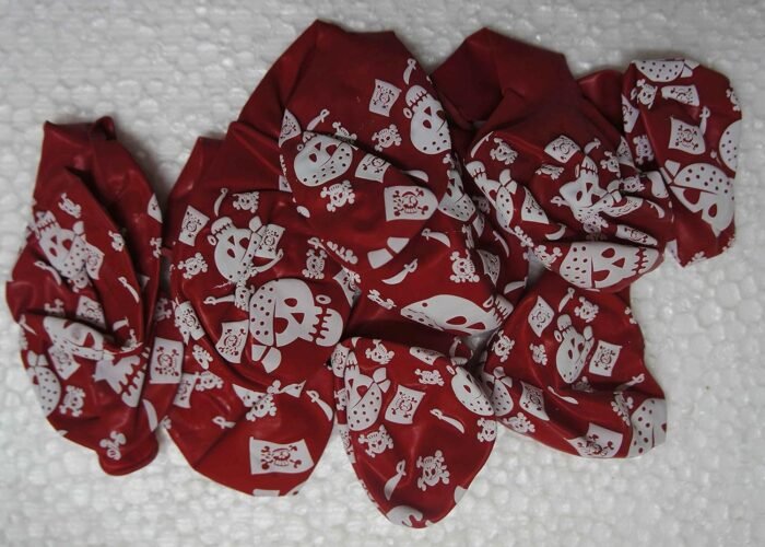 Halloween Latex Balloon Red Color with Skull Printed - Image 2