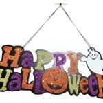 Happy Halloween Ghost Pumpkin Decoration,Halloween Pumpkin Ornament, Halloween Hanging Decorations,Wreath Wall Decor Indoor Outdoor Halloween Decor, Happy Halloween Banner