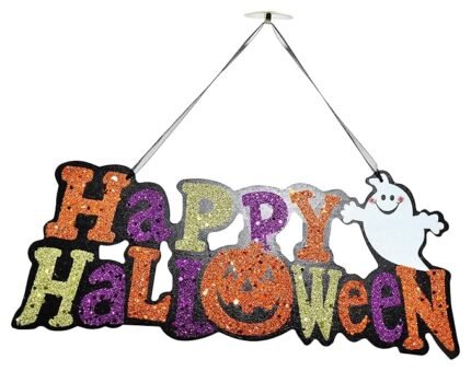 Happy Halloween Ghost Pumpkin Decoration,Halloween Pumpkin Ornament, Halloween Hanging Decorations,Wreath Wall Decor Indoor Outdoor Halloween Decor, Happy Halloween Banner