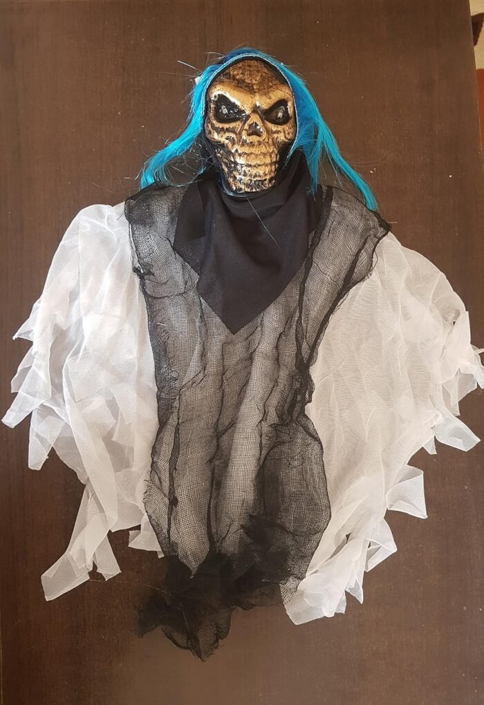 Halloween Decoration Hanging Witch Skull Animated Halloween Props / Sound and Light Hanging Ghost / Light and Sound Halloween Party Decoration Scary Haunted Hanging Ghost Witch Halloween Party / Halloween Party Decoration Sound , Light Creepy Scary Animated Skeleton Hanging Ghost ( 1pcs) - Image 1