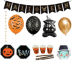 MPS My Party Suppliers 39pc Halloween Party Decor, Halloween balloons for kids, plates, glasses, straws, banner, halloween decoration ideas, pumpkin party ideas, horror theme