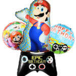 MPS My Party Suppliers Set of 4 Super Mario Foil Balloon for Birthday Decoration, Game Theme Party, Balloons for kids Party Decoration, Cartoon Foil Balloon, mario balloon