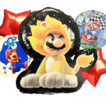MPS My Party Suppliers Set of 5 Super Mario Foil Balloon, yellow lion mario balloon, Game Theme Party, Balloons for kids Party, Cartoon Foil Balloon, mario round balloons, red star balloons