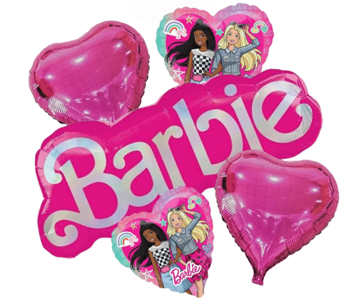 MPS MY PARTY SUPPLIERS® Set of 5 Barbie Theme Foil Balloons, Princess Theme Party, Balloon girls Party Decoration, Barbie Balloon Set for girls, Barbie doll Princess balloon, princess theme decoration - Image 1