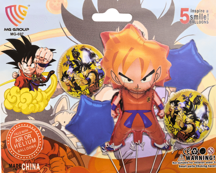 MPS MY PARTY SUPPLIERS® Set of 5 Goku Dragon Ball Z Foil Balloons kit for Birthday Decoration, Superhero Theme Party Item, Balloons for kids Party With Blue Star balloon, Anime Cartoon Foil Balloon - Image 4