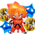 MPS MY PARTY SUPPLIERS® Set of 5 Goku Dragon Ball Z Foil Balloons kit for Birthday Decoration, Superhero Theme Party Item, Balloons for kids Party With Blue Star balloon, Anime Cartoon Foil Balloon