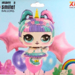 MPS MY PARTY SUPPLIERS® Set of 6 lol surprise doll foil balloons for decoration, cartoon princess doll theme foil balloons, lol doll balloon garland, doll Balloons for Girls Party, pink star balloons